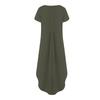 Women's V Neck Casual Summer Beach Long Dress Short Sleeve Split Loose Maxi Dress With Pocket