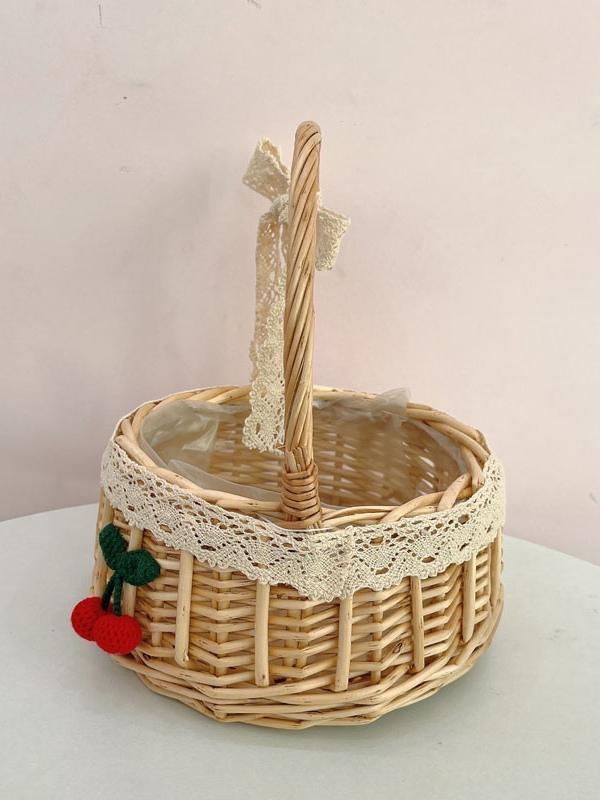 Handwoven Wicker Basket for Flowers, Candy, and Picnics