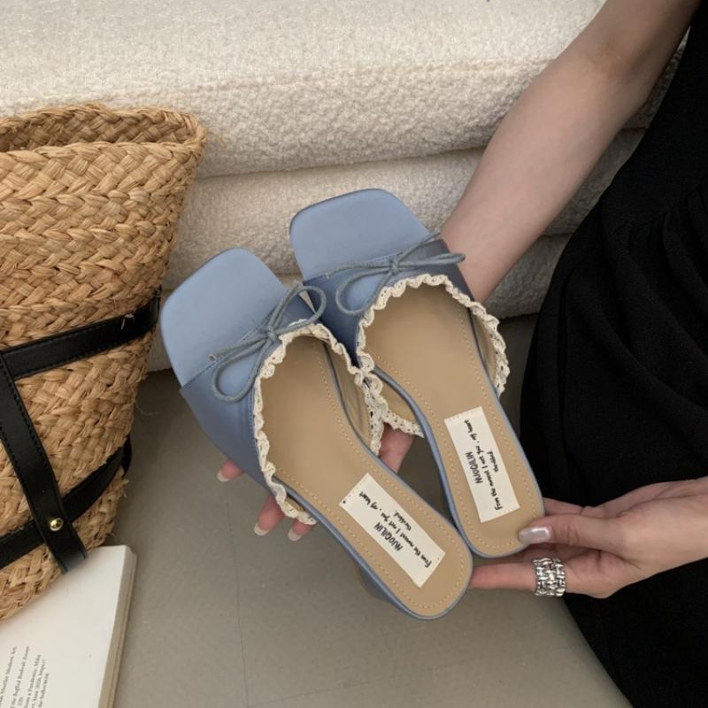 Zomer Lage Hak Dames Slippers Beknopt Open Teen Feestjurk Slides Dames Outdoor Street Style Sandalen