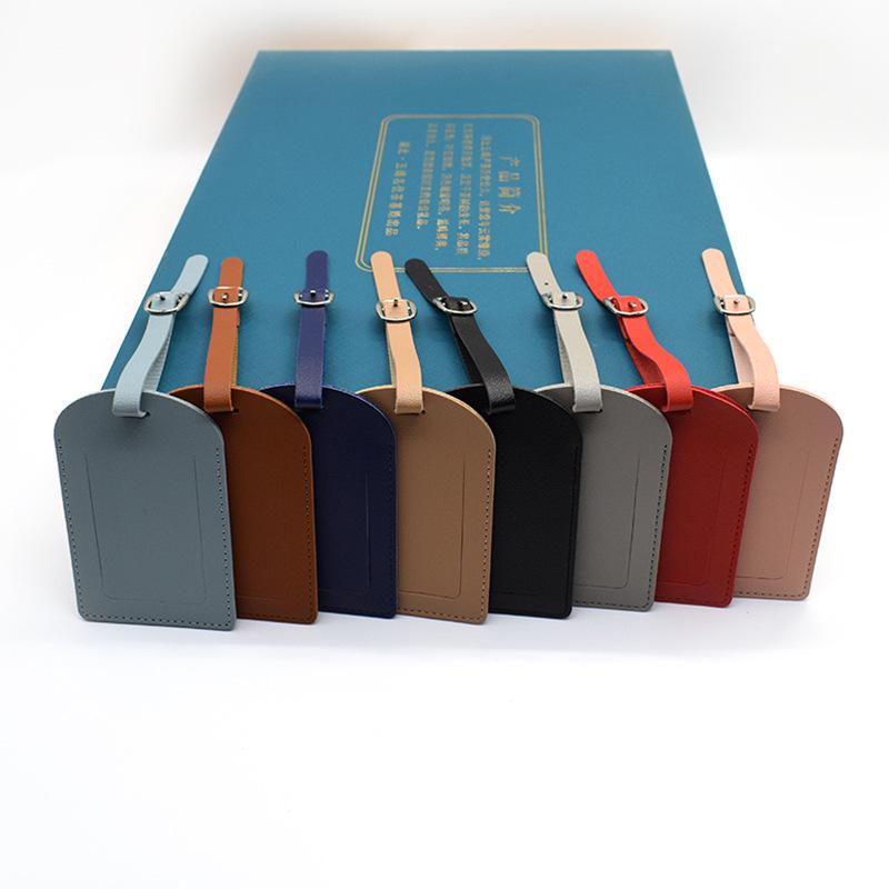 Customizable PU Leather Luggage Tag with Hardware Buckle & Signature Paper