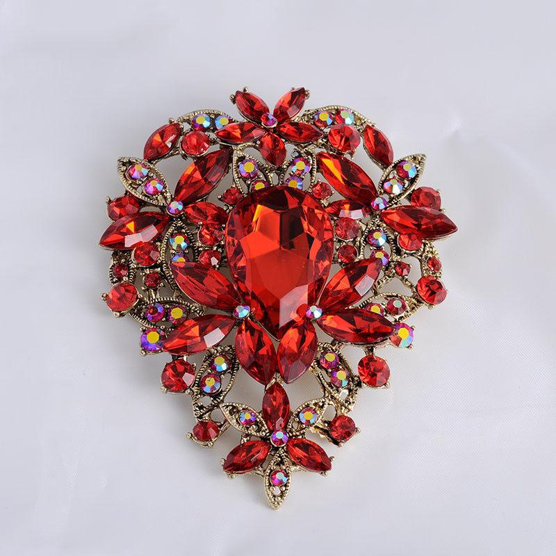 High End Ostentatious Luxury Exquisite Large Rhinestone Colored Brooch Girls Atmospheric Clothing Accessories