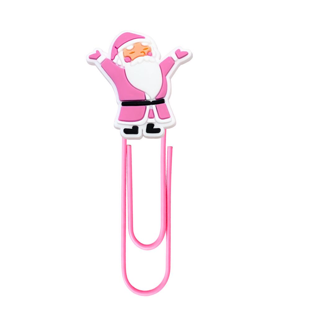 Pink Cartoon Christmas Bookmark Clips - Cute, Large, Colored Page Markers for Office Supplies