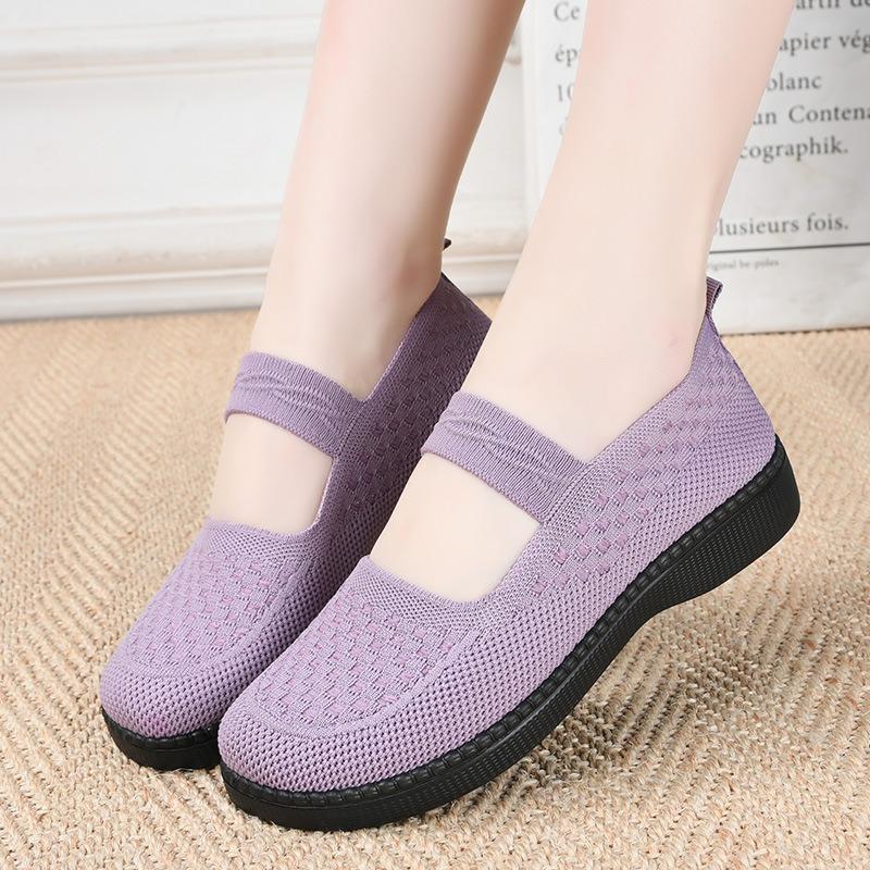 One-pedal cloth shoes women's middle-aged and old walking shoes breathable mesh sneakers soft-soled non-slip mother shoes