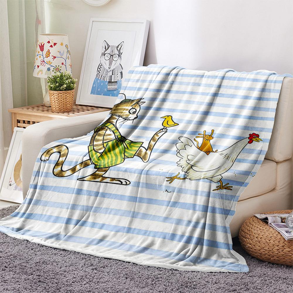 Pettson and Findus Flannel Blanket, High quality Comfortable for All Seasons, Home Decor, Warmth and Comfort