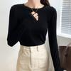 Quality bottoming shirt long-sleeved spring and autumn early autumn inner wear with white crew neck T-shirt women's versatile top