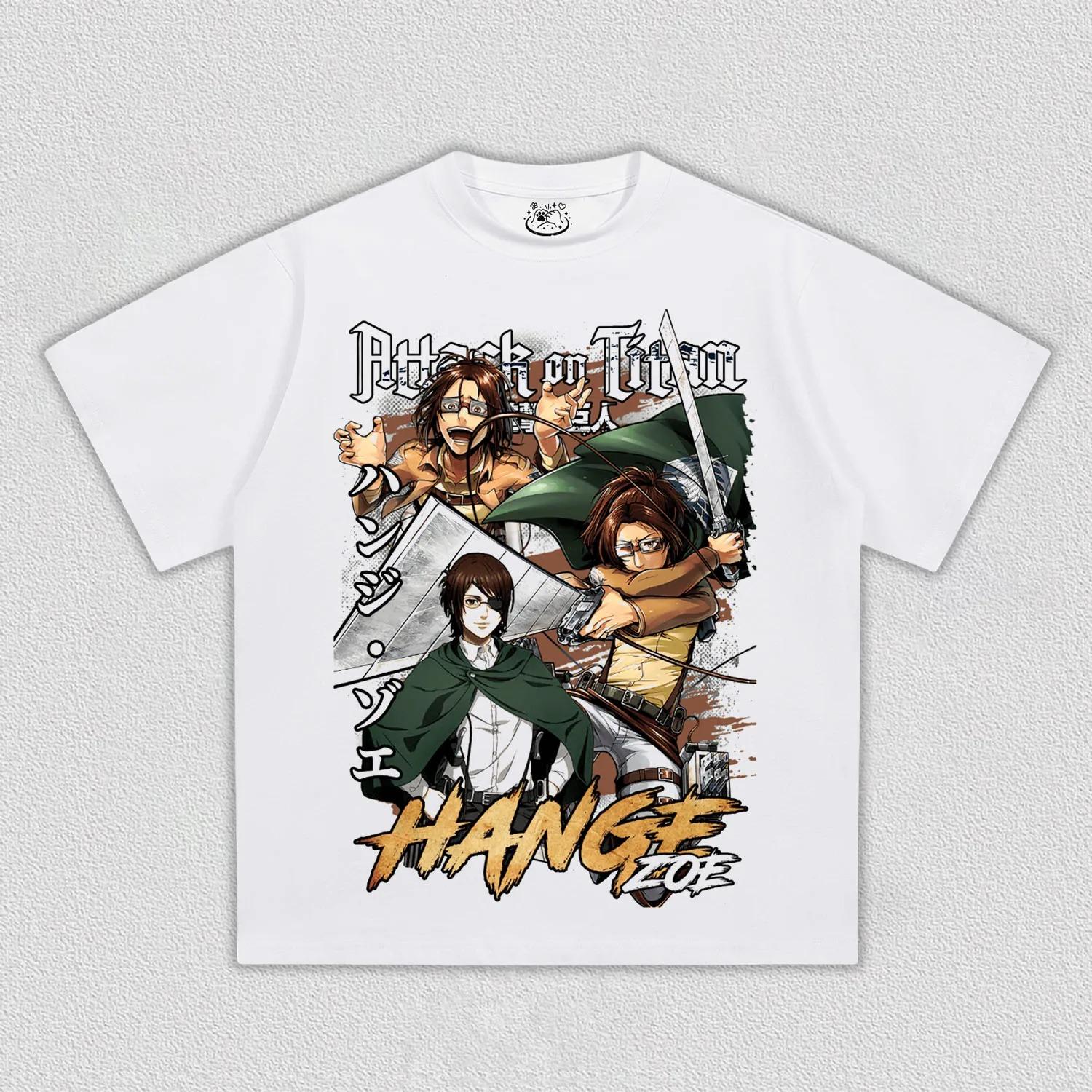 

HANGE ZOE TEE Аниме Графическая футболка Женская Мужская Атака Титанов Аниме Манга Футболка Высокое качество Уличный Оверсайз высокое качество S