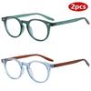 2pcs Luxury Round Eyeglasses Women Men Designer Small Glasses Anti Blue Light Driving Fashion Eyewear