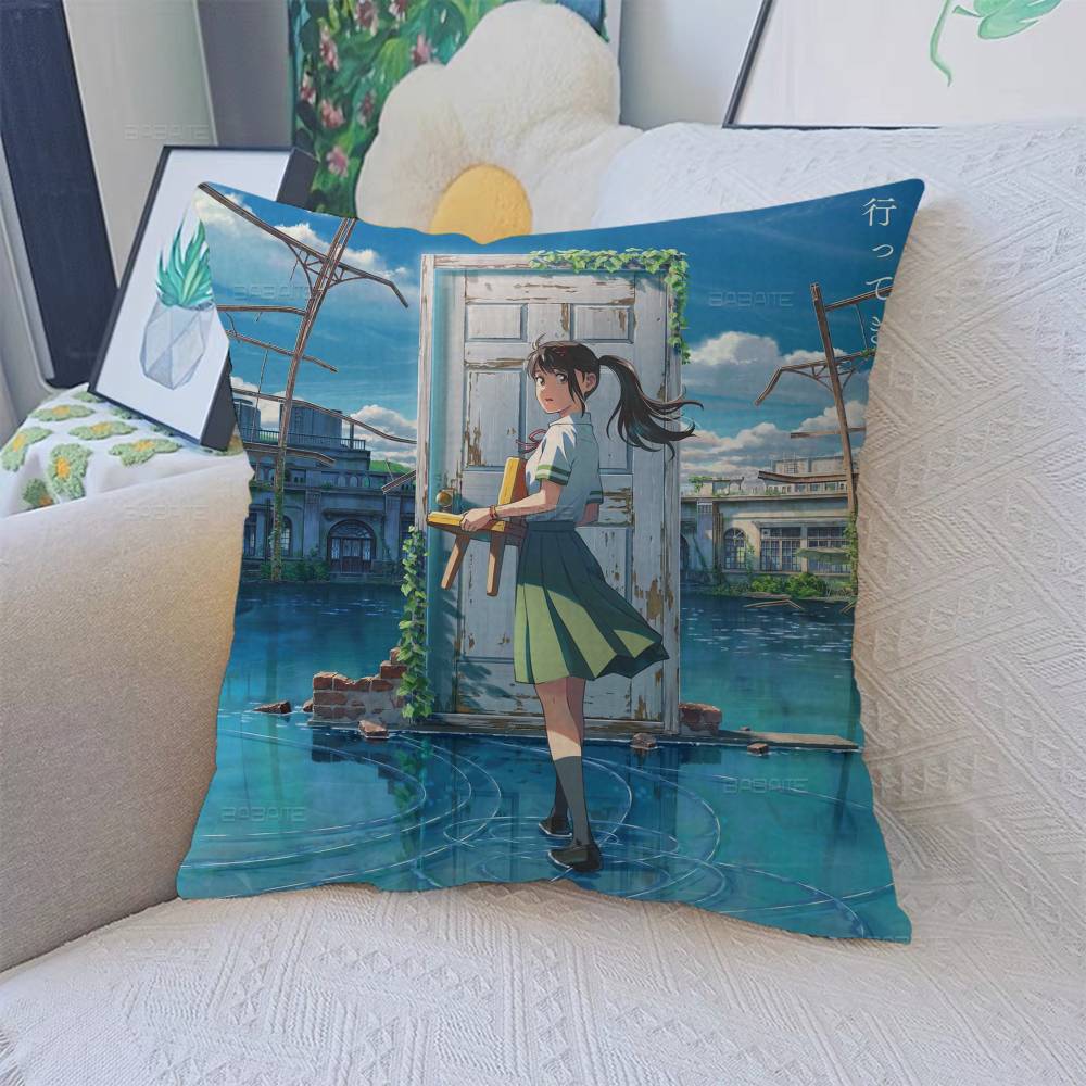 Makoto Shinkai Anime Pillow Gift Home Office Decoration Bedroom Sofa Car Cushion Cover Case 45X45