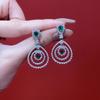Luxury Hollow Lace Emerald Ladies Claw Diamond Earrings Large Water Drop Crystal Earrings Full Diamond Tassel Earrings