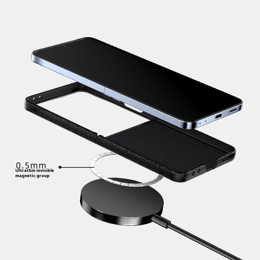 ABEEL For Samsung Galaxy Z Flip7 5G Case Compatible with MagSafe Printed PC Aluminum Alloy Leather Phone Cover