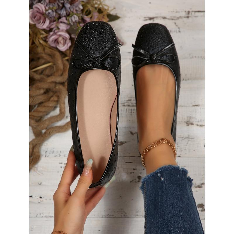 Bow Rhinestone Flat Lazy Shoes 2025 Autumn New Plus-size Pedal Beanie Shoe Woman