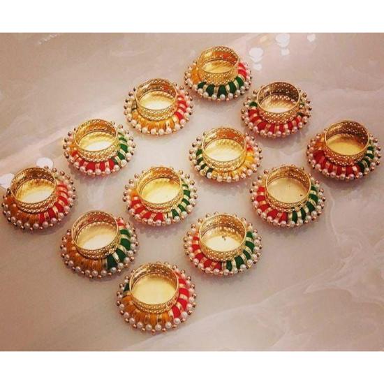 Beautiful Pearl Vibrant Color Candle Holder for Diwali, Event and Festival Decorations.