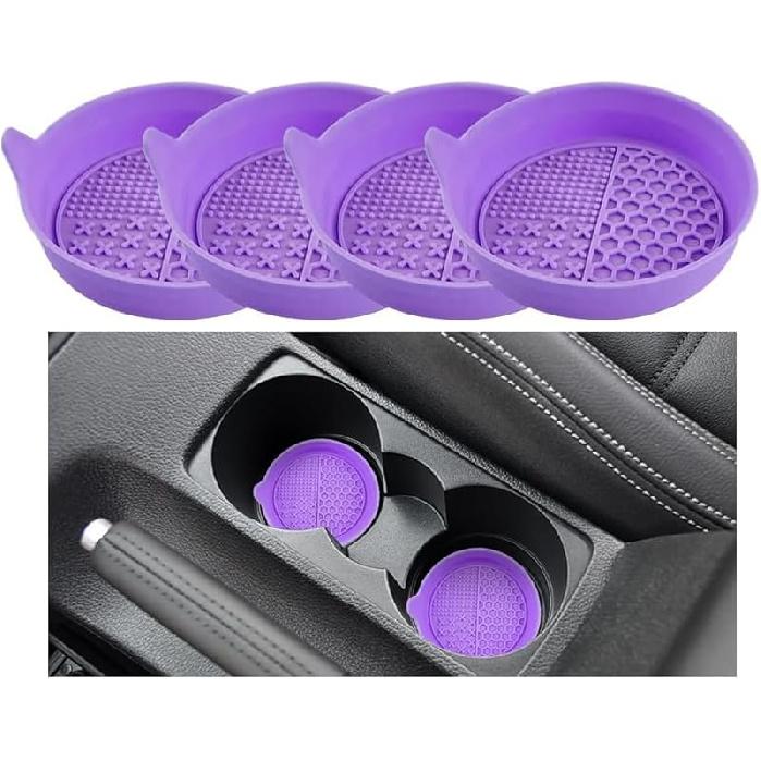 Mandark 4PCS Car Cup Holder Coaster, Silicone Anti-Slip Vehicle Ert Water Bottle Mat, Automotive Interior Ulation Drink Cup Pad Decor Accessories,