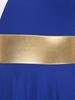 Womens Color Block Dance Dress V Neck Sleeveless Patchwork Design Irregular Hem Performance Party Gown