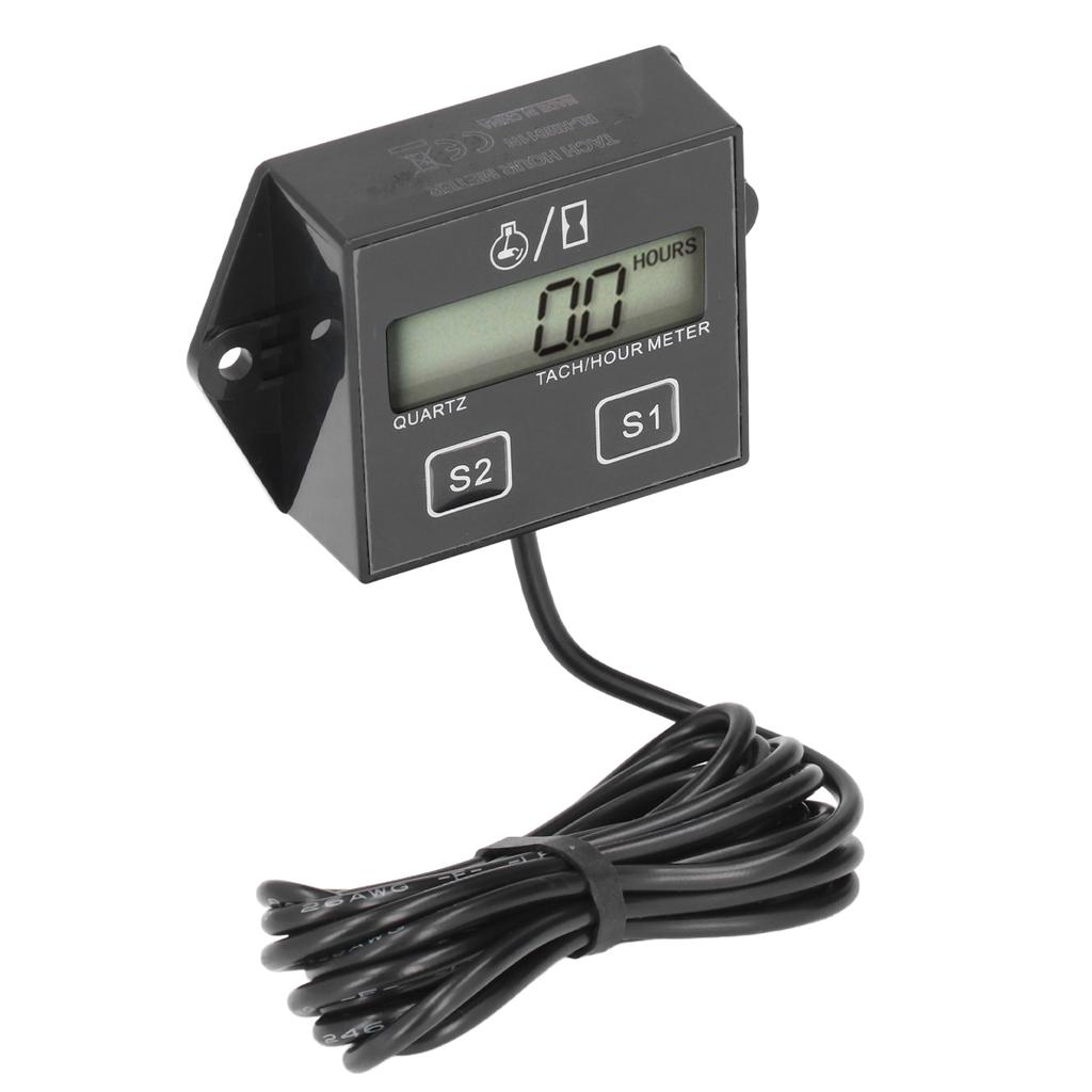 Motorcycle Tachometer Timer LCD Display 2 4‑Stroke Gasoline Engine Hour Meter Universal for Pickup Trucks