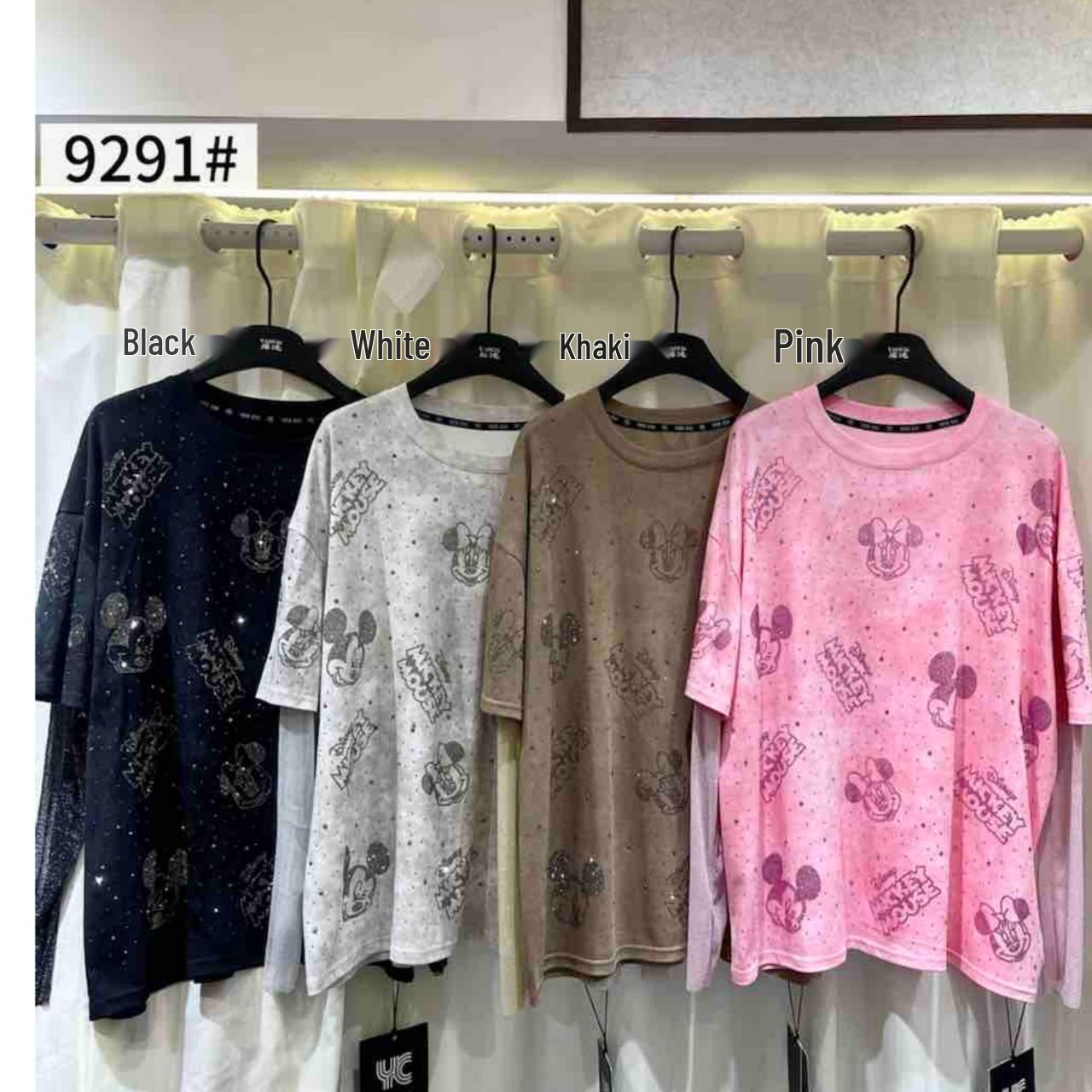 

2026 Rhinestone Round Neck Solid Color Women s Summer T-Shirt One Size розовый