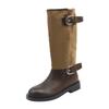 Pile Boots Women's Autumn and Winter New Knight Boots Belt Buckle Middle Tube Two Wear Martin Boots Thick Sole But Knee Boots