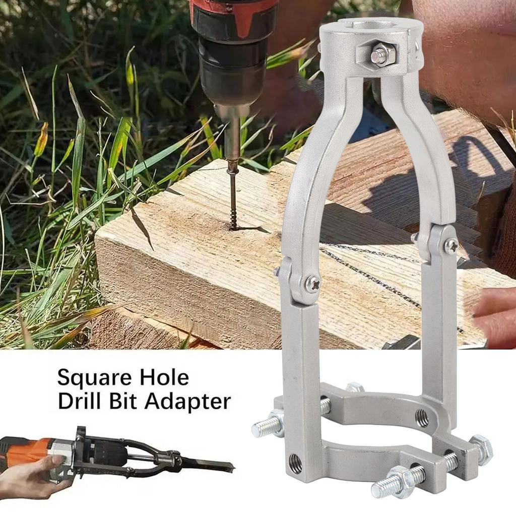 Square Hole Drill Bit Adapter Accurate Quick Installation Disassembly Steel Drill Bit Fixing Bracket for Woodworking Drill Press