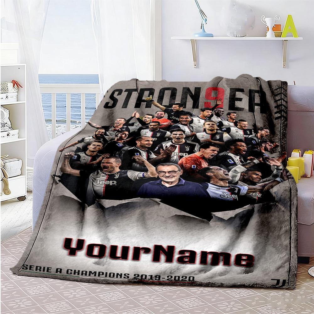 Juventus Personalized Name Blanket Gift Personalized Blanket Soft Warm Cozy Throw For Picnics Couch Livingroom Home Decor All-Season Use