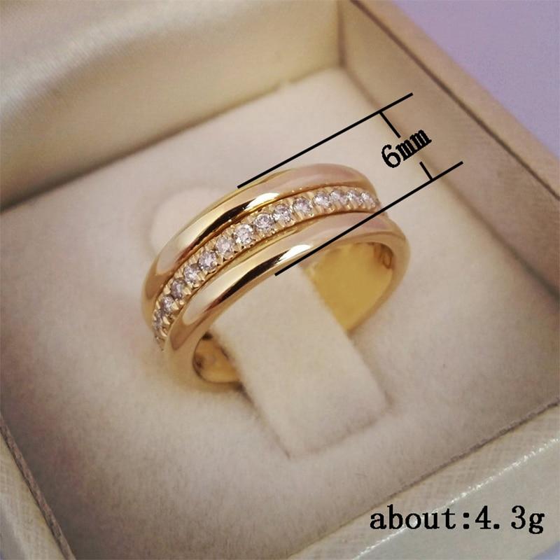 Huitan Classic Nuptial Bridal Women Rings Sleek Simple Finger Rings With Middle Paved Zircon Crystal Stones Understated Delicate Female Engagement
