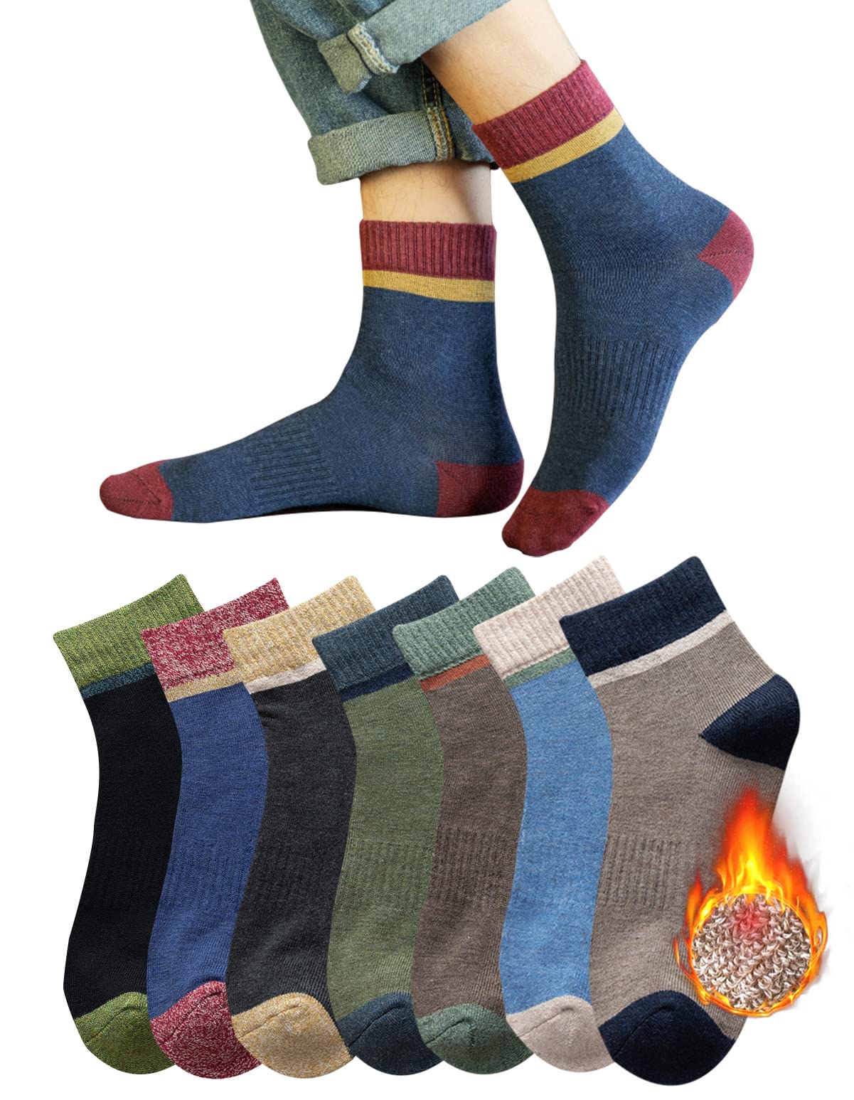 

носки и спортивные цветные средние татами [QPANDA] мужские [хлопковые, впитывающие пот и не пропускающие запах], носки, для дома, комплект из 5 пар, антибактериальные,