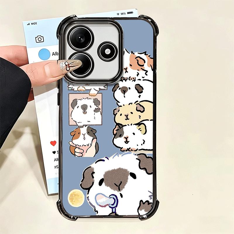 Cartoon Cute Hamster Plating Phone Case For Xiaomi Poco X5 X6 X7 X8 Pro Max F8 Ultra F7 M8 M7 M5S Redmi 15C 15 14C 13C 13 X3 12C
