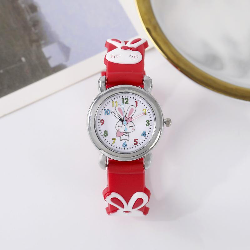 Cute Rabbit Multicolor Children S Silicone Watch красный