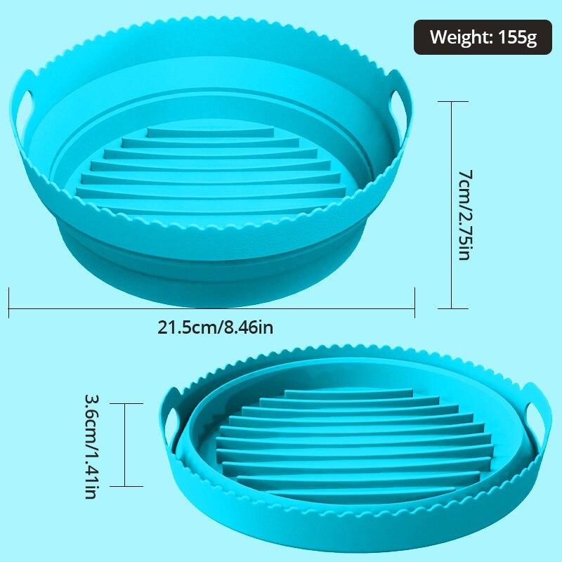 1pc Air Fryer Silicone Baking Tray Foldable Reusable Basket Mat Non-Stick Pot Round Microwave Pads Baking Mat Oven Tool