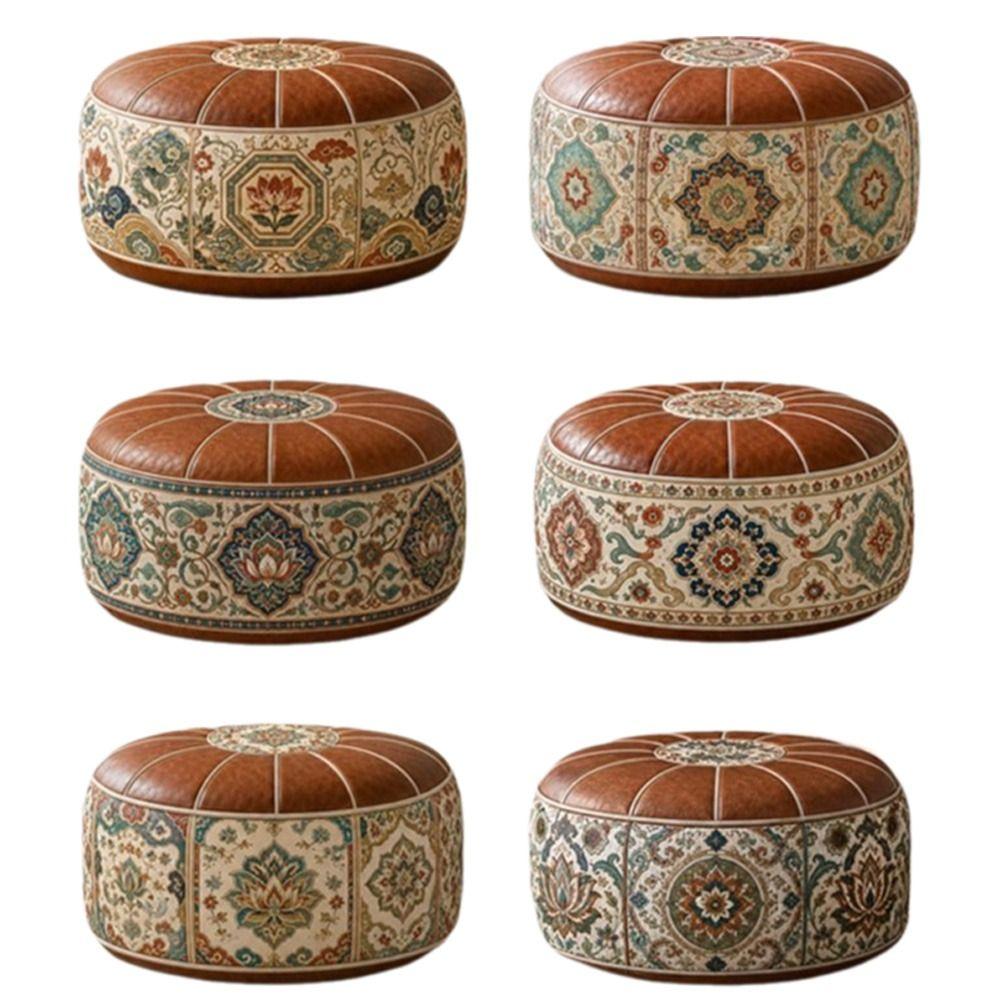 Pouf Ottomano con Motivo Boho Pouf Ottomano Contenitore in Ecopelle Nuova Panca Contenitore Contenitore Multiuso