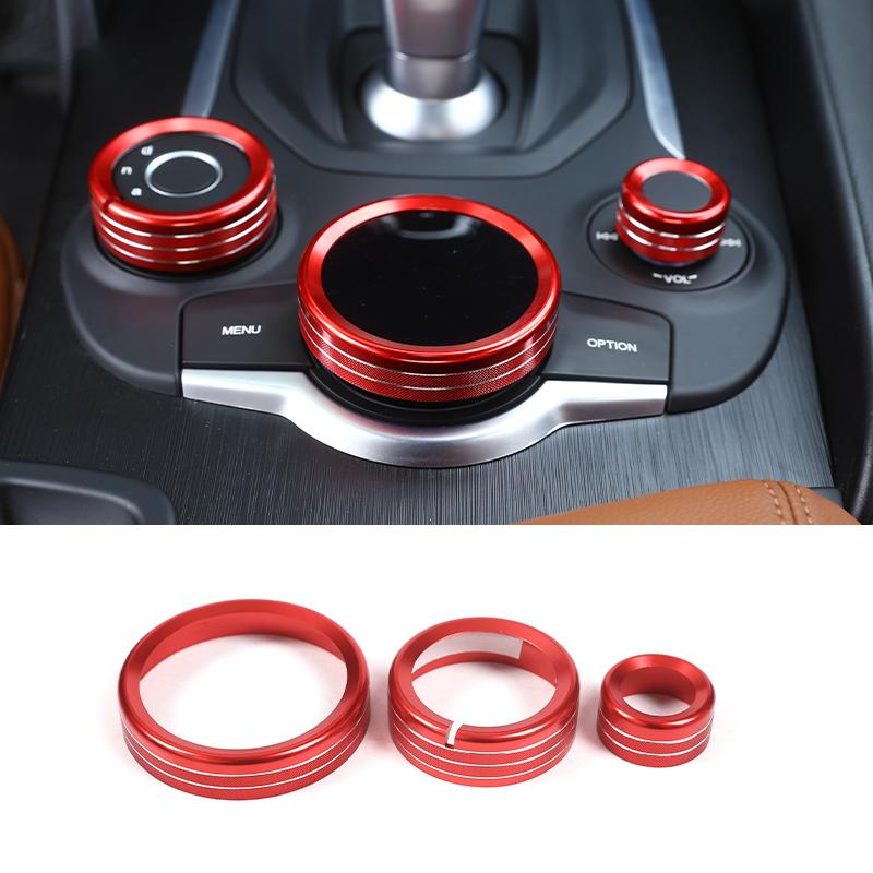 For Alfa Romeo Giulia Stelvio 2017-Car Center Console Multimedia Knob Switch Ring Decoration Cover Trim Interior