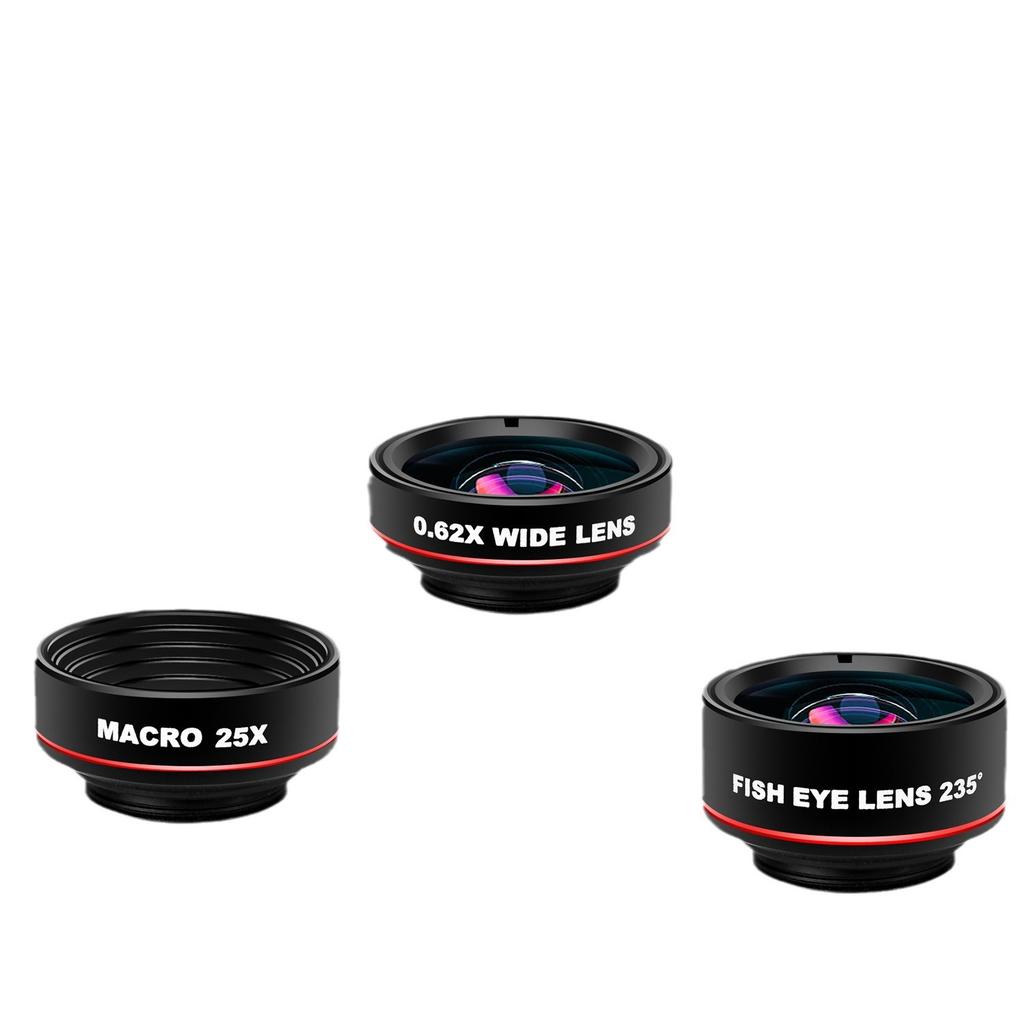 Multi-functional Mobile Phone Lens 3-in-1 Independent Wide-angle Macro Fisheye Camera Lens