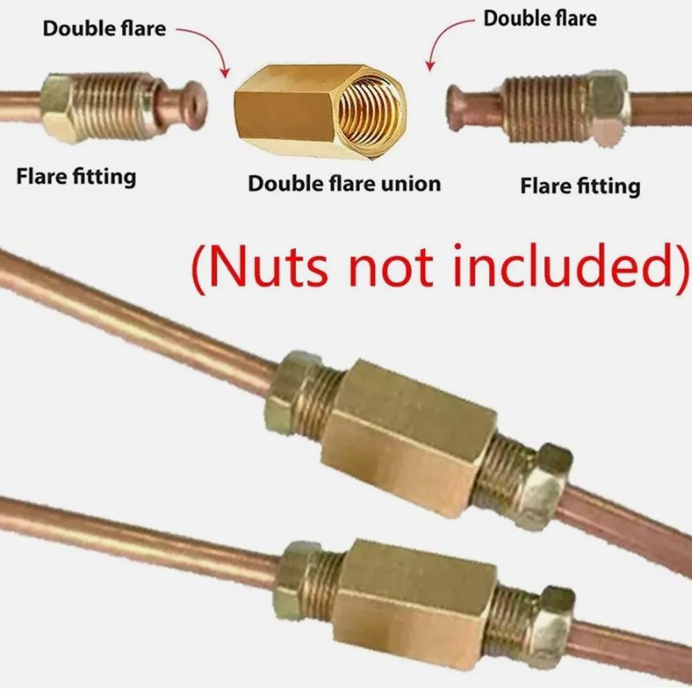 Adapt 3/16" Inch Brass Brake Line Fittings Union 5 Pieces 3/8 24 Threads For Car