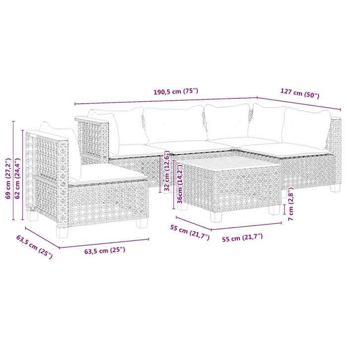 VidaXL Salon de jardin avec coussins 6 pcs beige résine tressée 3261844