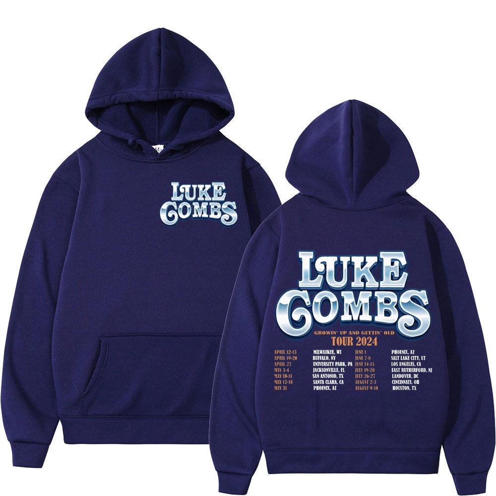Luke Combs Tour 2025 printed men's and women's fashionable hip-hop retro pullover for autumn and winter casual long sleeved hooded sweatshirt