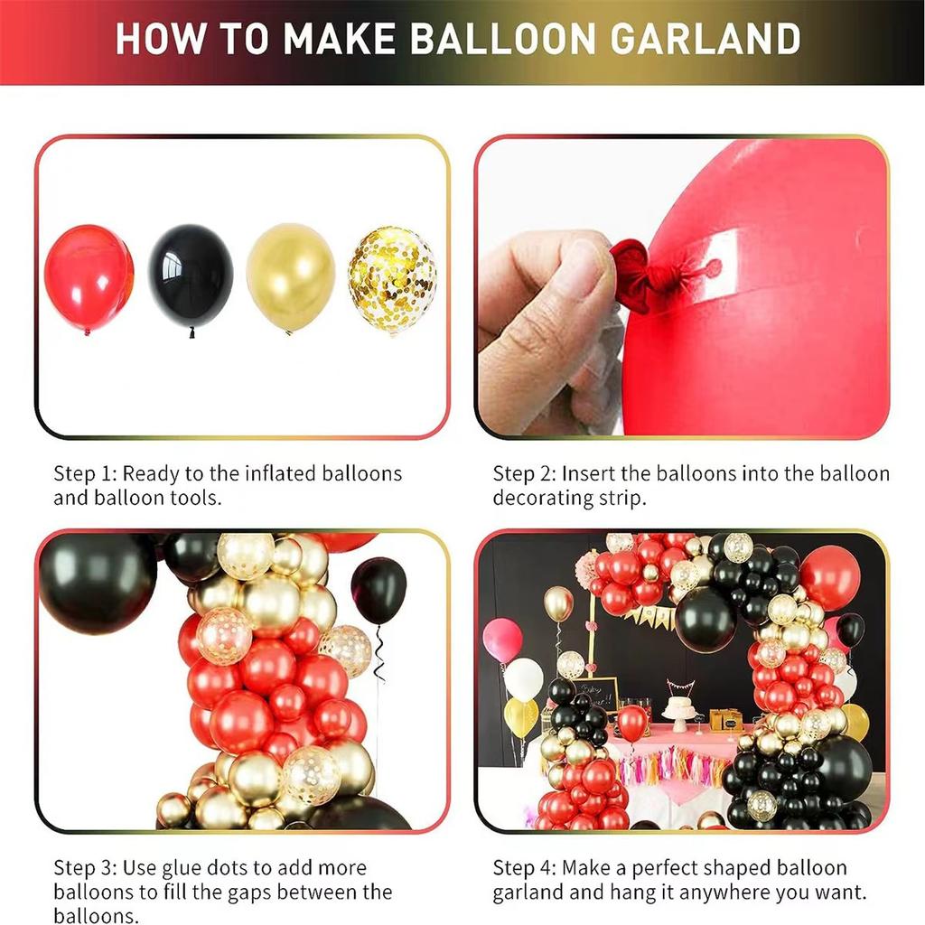 Balloon Set Red Black Gold Balloon Birthday Theme Party Scene Arrangement Wedding Hotel Balloon