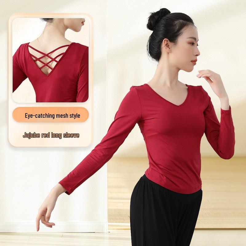 Black Long Sleeve Dance Practice Suit for Square Dance and Art School Training