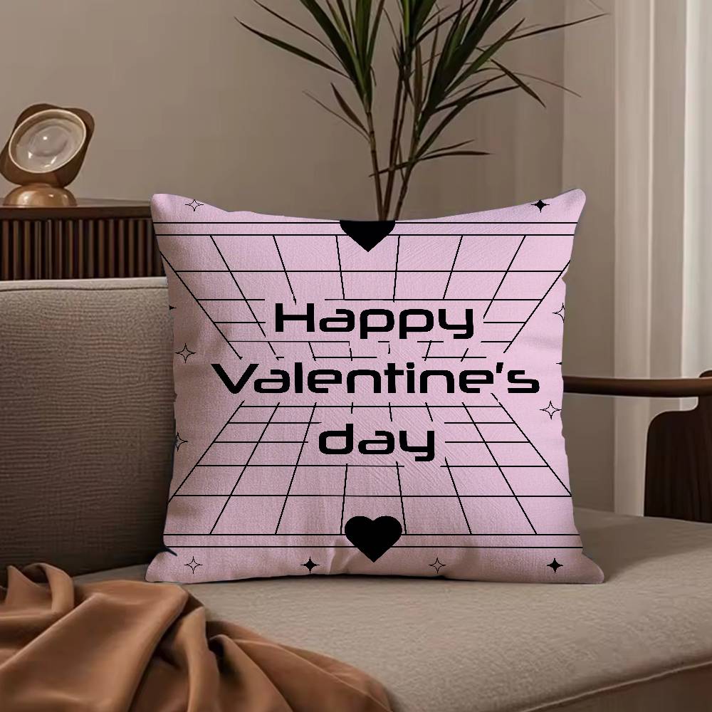 Valentine's Day Stickers X Pillow Case Anti-dustmite Pillowcase Invisible Zipper Silky Short Plush Sofa Cushion Cover