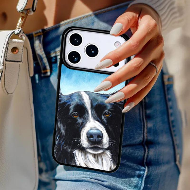 Cartoon Border Collie Phone Case For iPhone 17 Air 14 15 13 12 Max Cover For Apple 14 15 16 16e 11 Pro Max Plus Coque