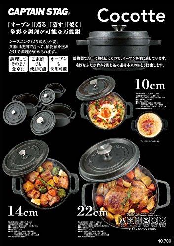 Captain Stag Cocotte Dutch Oven, 22cm, 2.8L Capacity, Cast Iron, No Seasoning Required, Gas, Induction, and Oven Compatible, UG-3037