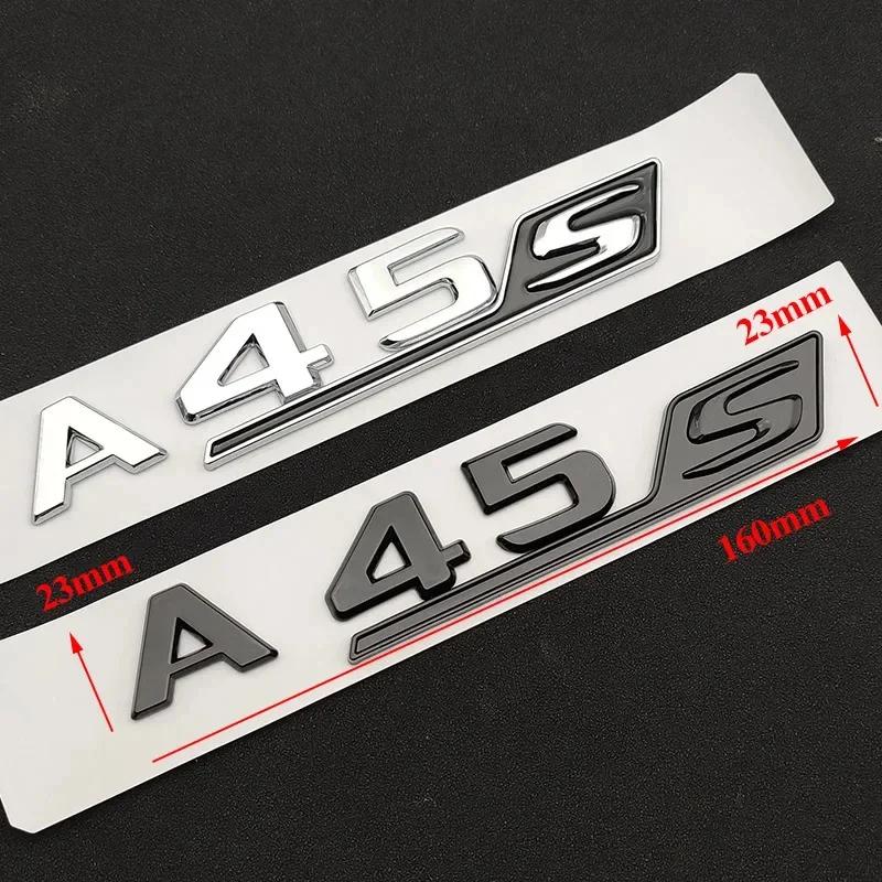 CTMMV1 Car Stickers 3D Chrome Black Red Car Trunk Letters Decal Sticker For Mercedes Benz A45 AMG W177 W176 A45S Logo Auto Accessories