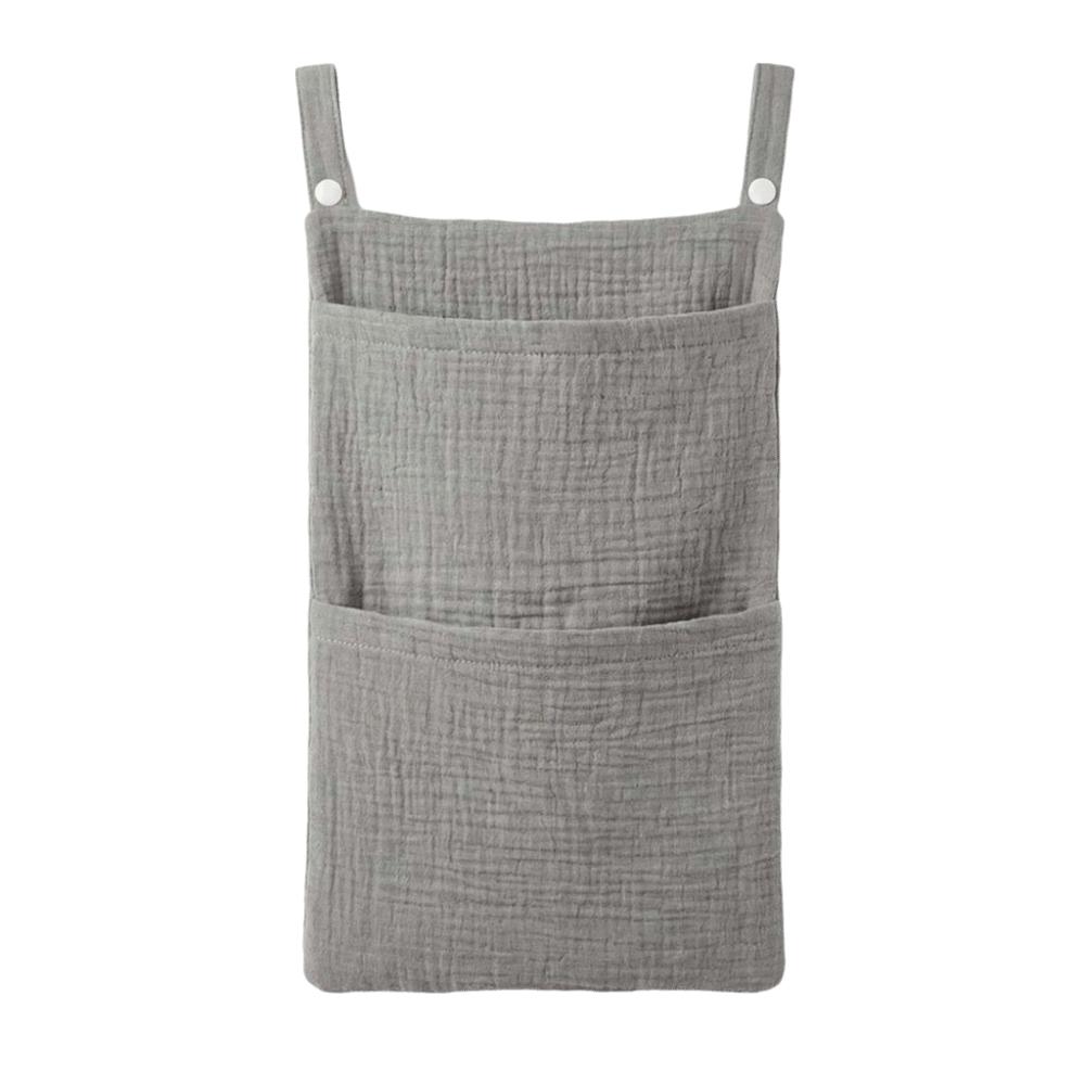 

Large Capacity Baby Crib Hanging Bag Pure Cotton Diapers Organizer Stroller Storage Bag Bedside сірий