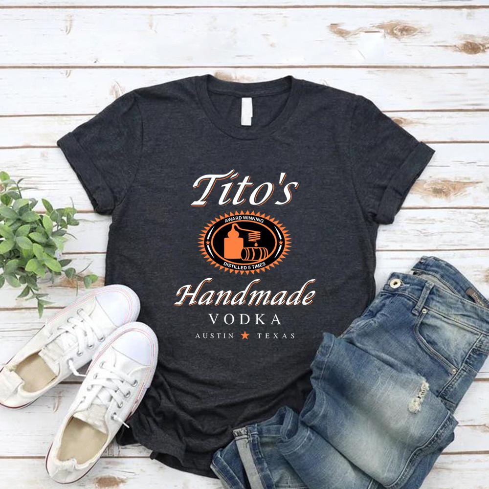 Футболки Tito Футболки ручной работы с водкой TITO S Футболки с коротким рукавом в уличном стиле Винтажные мужские и женские футболки Эстетическая одежда XL темно серый 990₽