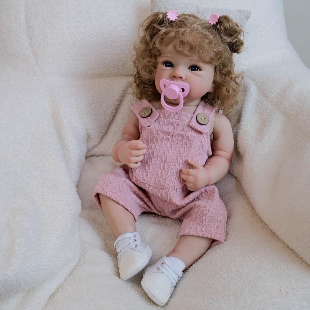 Lively 18 Inch Reborn Baby Girl Dolls Bettie Full Vinyl Body Newborn Babies Doll Realistic Implanted Curly Hair Baby Doll Toys for Kids Birthday Gifts