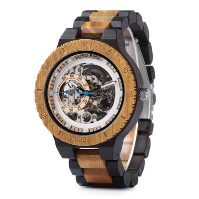 BOBO BIRD Wooden Luxury Mechanical Lightweight Wooden Band Men's Watch, Watch, (Yellow Green)