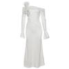 Autumn and Winter Women's Solid Color Slim-fit High-waisted Fashion One-line Collar Long-sleeved Dress