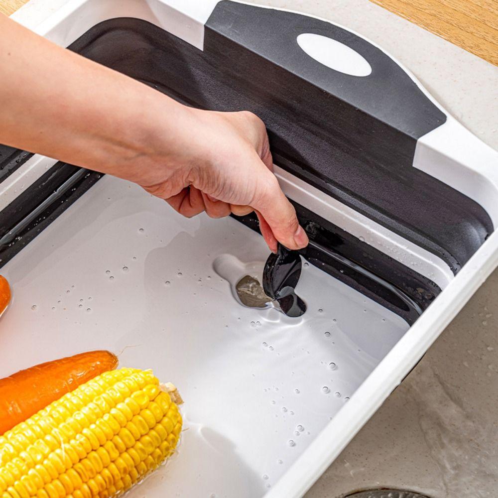 3 in 1 Folding Vegetable Board BPA Free Fruit Basket Collapsible Cutting Board  Kitchen Use