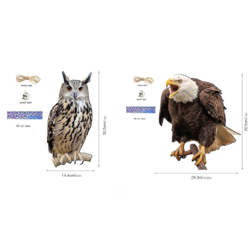 Outdoor Garden Ringing Owl Shape to Deter Birds Hanging Pendant Bird Scarer Gadget with Reflective Strap for Outdoor