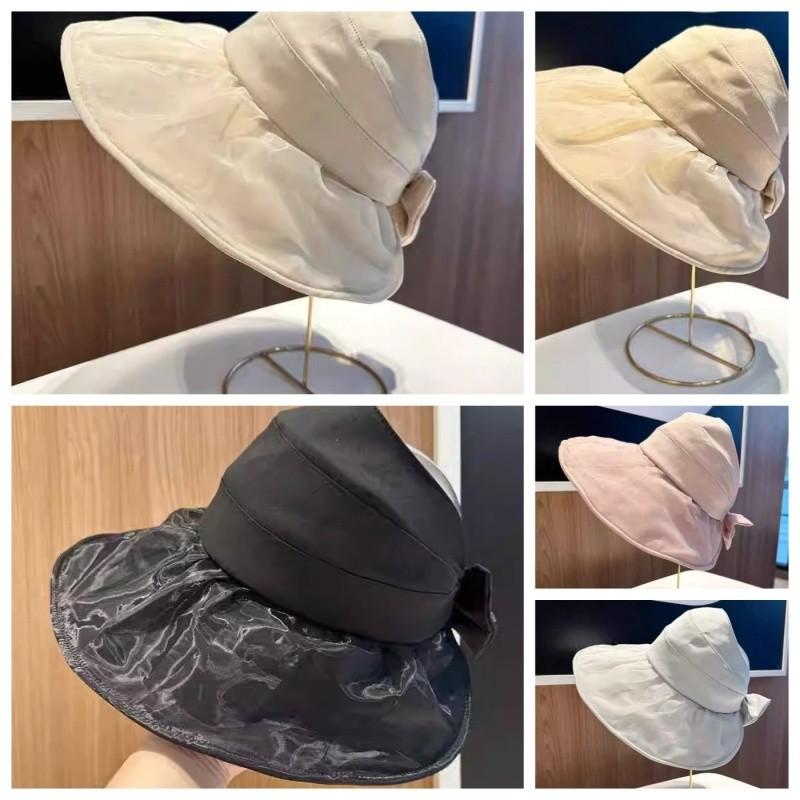 Fashionable Women's Summer Sun Hat With Big Brim Butterfly Bow Outdoor Cycling Sun-shading Cap