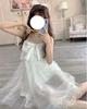 White Lace Dress Lolita Wedding Clothes Cosplay Costume White Empire Knee Length Sleeveless Dress [Lady Lazy] A-Line After-Party Women's (L)