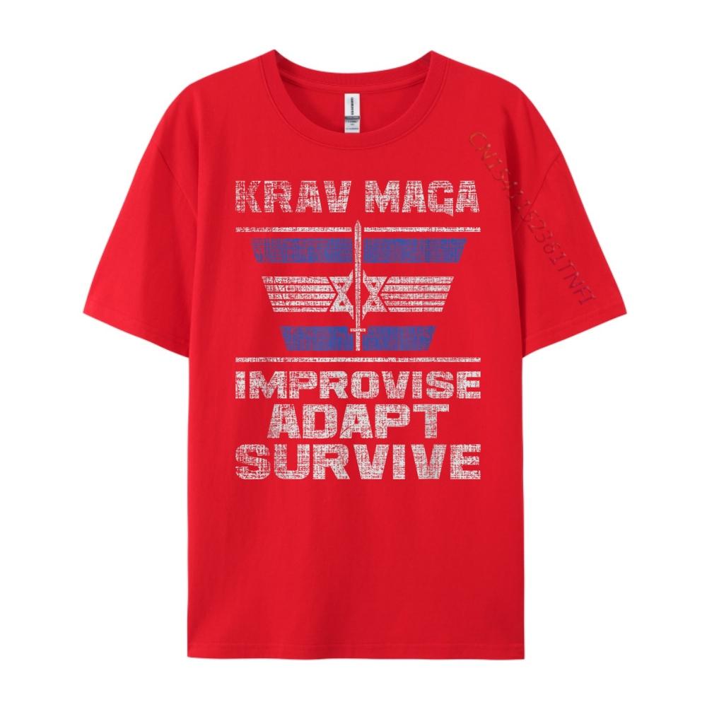 Krav Maga Improvise Adapt Survive Israeli Self Defense Mma Street Wear T Shirt Mens Clothing Casual S